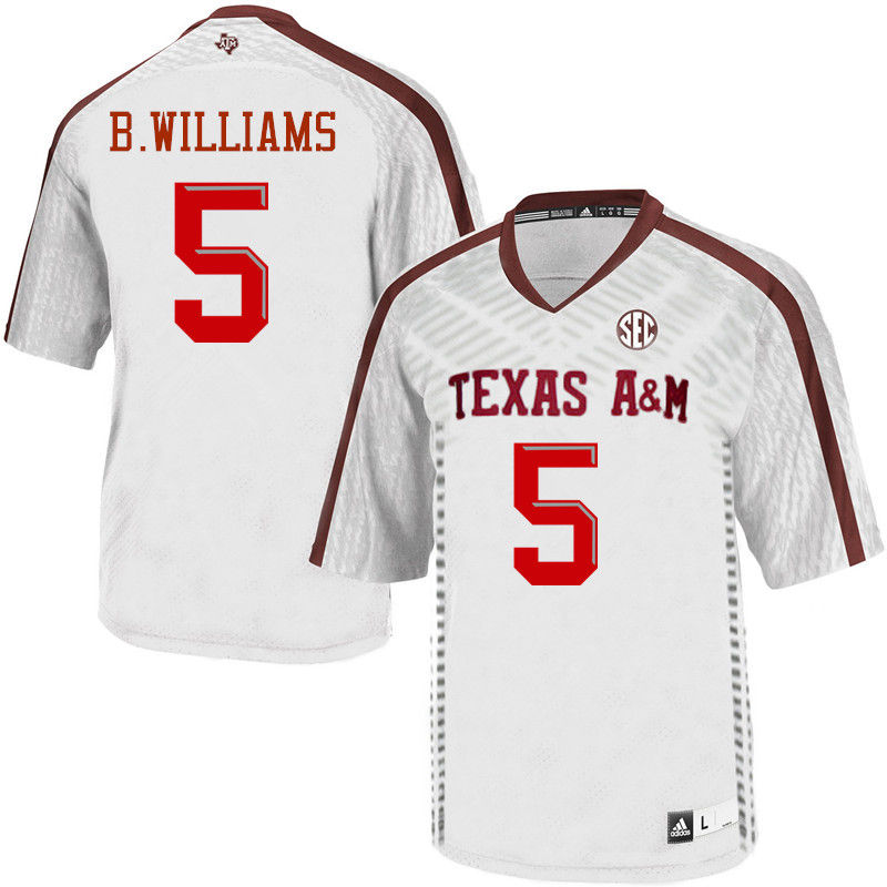 Men #5 Brandon Williams Texas A&M Aggies College Football Jerseys-White